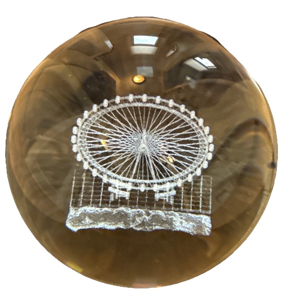 Crystal  Clear Glass Ball Ferris Wheel Image / 3D Laser / 80 mm 3" Paperweight